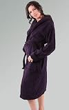 Women's Terry Cotton Hooded Bathrobe, Full Cut 18 oz Bath Robe