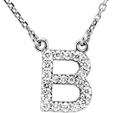 14k White Gold Diamond B Alphabet Initial Letter Necklace (GH Color, I1 Clarity, 1/6 Cttw)