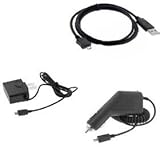 Home Travel Wall Charger + Rapid Cell Phone Car Charger + USB Data Sync Cha ....