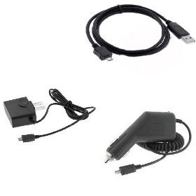 Rapid Car Charger CLA + USB Sync Data Cable + Travel Home Wall Charger for PALM PRE
