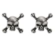 Skull Crossbones Stud Earrings - Pewter - 0.5'' Height