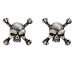 Skull Crossbones Stud Earrings - Pewter - 0.5'' Height