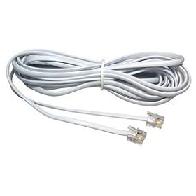 20m ADSL Cable - Premium Quality / Gold Plated Contact Pins / High Speed Internet Broadband / Router or Modem to RJ11 Phone Socket or Microfilter / White /-By HiTech Products