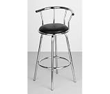 REVOLVING BAR STOOL BLACK PADDED SEAT CHROME FRAME