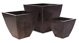 Set of 3 Copper Tapered Square Metal Planters