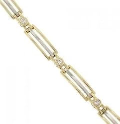 3/4CT Diamond Link Bracelet White & Yellow 14K Two Tone Gold