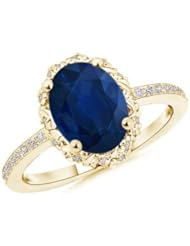 Oval Blue Sapphire and Diamond Halo Engagement Ring - 3.5 ct TGW