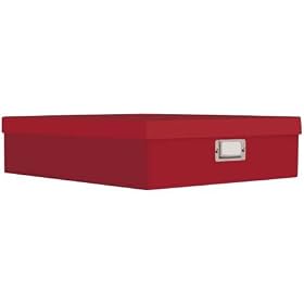 Pioneer Archival Scrapbooking Storage Box with Solid Color Exterior, 13.25"W x 15"L x 4"H (Bright Red)