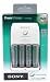 Sony Battery Charger Includes 4 Aa Automatic Cut-Off Timer Compact Design Worldwide Voltage
