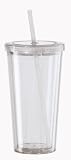 Oggi 20-Ounce Double Walled Tumbler with Drinking Straw, Clear