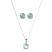 Sterling Silver Round-Cut Faceted Cubic Zirconia Necklace and Earring Set - Blue