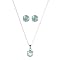 Sterling Silver Round-Cut Faceted Cubic Zirconia Necklace and Earring Set - Blue