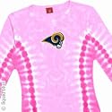 St. Louis Rams Womens Pink Tie Dye Long Sleeved T-shirt