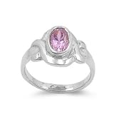 Sterling Silver Baby Ring with Oval Pink CZ - 2mm Band Width - 9mm Face Height - Sizes: 1-4