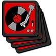 Florene Retro Red and Black Record Player Coaster, Set of 4