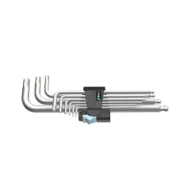 Wera Stainless 3950 PKL/9 9-Piece Ball-Point Metric Hex-Plus Ergonomic L-Key Set with Two-Component Storage Clip