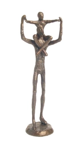 Handcrafted Bronze Sculpture Father W/ Child Collectible Figure Statue
