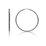 14k White Gold Hollow Hoop Earring (38 mm)