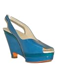 JIL SANDER Bicolor Blue Patent Wedge Shoes in Blur