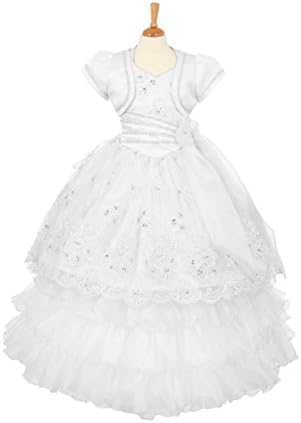 Wii888lo Flower Girl Rhinestones White First Holy Communion Easter Dress 7-18 (16)