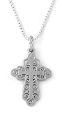 Sterling Silver Ornate Filigree Cross Pendant by Bob Siemon, 18