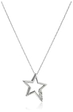 10k White Gold and Diamond Star Pendant Necklace (1/10 cttw, I-J Color, I2-I3 Clarity