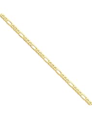 14k Yellow Gold 22in 3.25mm Flat Figaro Necklace Chain. Metal Wt- 7.84g