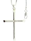 Beautiful! High-Polish Sterling-silver Cross with Italian Box-chain Pendant/Necklace