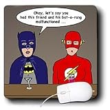 Rich Diesslins Funny General Cartoons - Super Hero Parody with Batman and the Flash at the bar - Mouse Pads