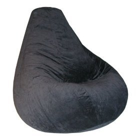 Print and Plush Black Adult Size Bean Bag Chair By Elite Furniture