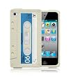 Retro Kassetten Tape Silikon Case Schutzh�lle F�R Apple iPod Touch 4 4G (4th Generation) -- wei� + Schutzfolie