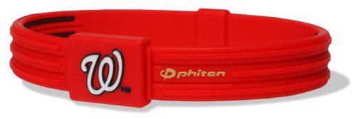 Phiten MLB Authentic Bracelet, Washington Nationals, Medium (6.75 Inches)