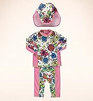 Safe in The Sun Contrast Stitch Swimsuit & Hat