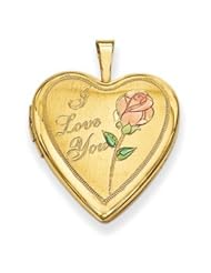 Genuine IceCarats Designer Jewelry Gift Gold Plated Sterling Silver 20Mm D/C I Love You Heart Locket