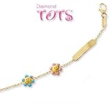 14K Yellow Gold Flower Friendship Children's ID Bracelet