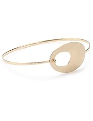 Shaesby "Cypress" 14k Yellow Gold Textured Oval Spring Bangle Bracelet