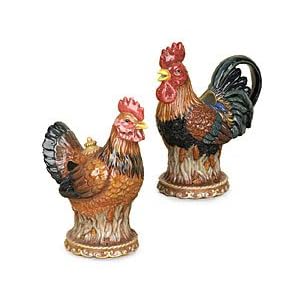 French Country Rooster/Chicken Creamer and Sugar Bowl Wonderful Kitchen and Dining Decor
