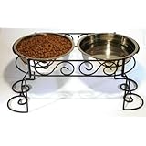 Scroll Work Double Diner Pet Bowls, 3 Qt Stainless Steel