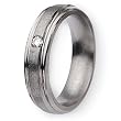 Grooved Edge Satin & Polished Titanium and Diamond Ring (6.0 mm) With Wood Box - Sizes 8.5-12
