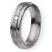 Grooved Edge Satin & Polished Titanium and Diamond Ring (6.0 mm) With Wood Box - Sizes 8.5-12