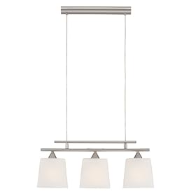 Eglo 82003A Cello 3 Light Pendant Light Fixture, Nickel Frosted Opal by Eglo