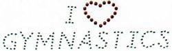 Iron On Rhinestone Transfer "I Love Gymnastics" [Apparel]