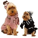 IMAGE OF NEW AUTHENTIC JUICY COUTURE DOG LOGO SWEATER, HAT & SCARF SET (XL 12~14 lbs)