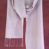 NOVICA Silk and cotton scarf, 'Thai Pink'