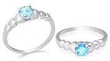 Round Cut Swiss Blue Topaz Ring Sterling Silver Size 7