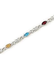 14kt Yellow Gold Oval Multi Color and Diamond Bracelet
