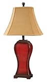 IMAGE OF Pack of 2 Red Crackle Hour Glass Design with Hobnail Edges Table Lamps 31
