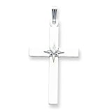 14k White Gold .03ct Diamond Cross Pendant