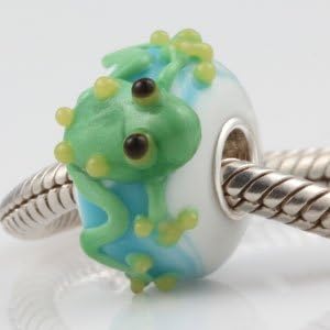 Everbling Frog Murano Glass 3D Bead 925 Sterling Silver Core Bead Fits Pandora Chamilia Biagi Troll Charms Europen Style Bracelets