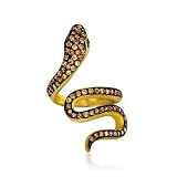 1.15 ct. t.w. CZ Snake Ring In Sterling Silver and Gold Plate